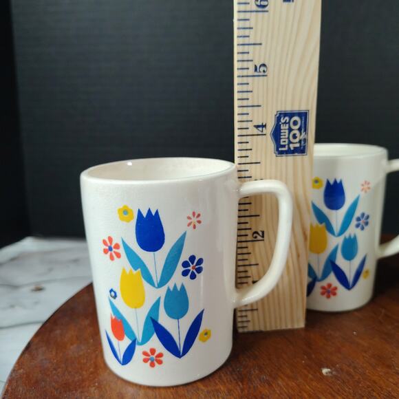 Vintage Retro Tulips Electric Teapot Set Cups Sugar Creamer SOLD AS IS - Picture 4 of 16